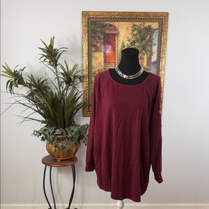 Quacker Factory Burgundy Long Sleeve Top 2X